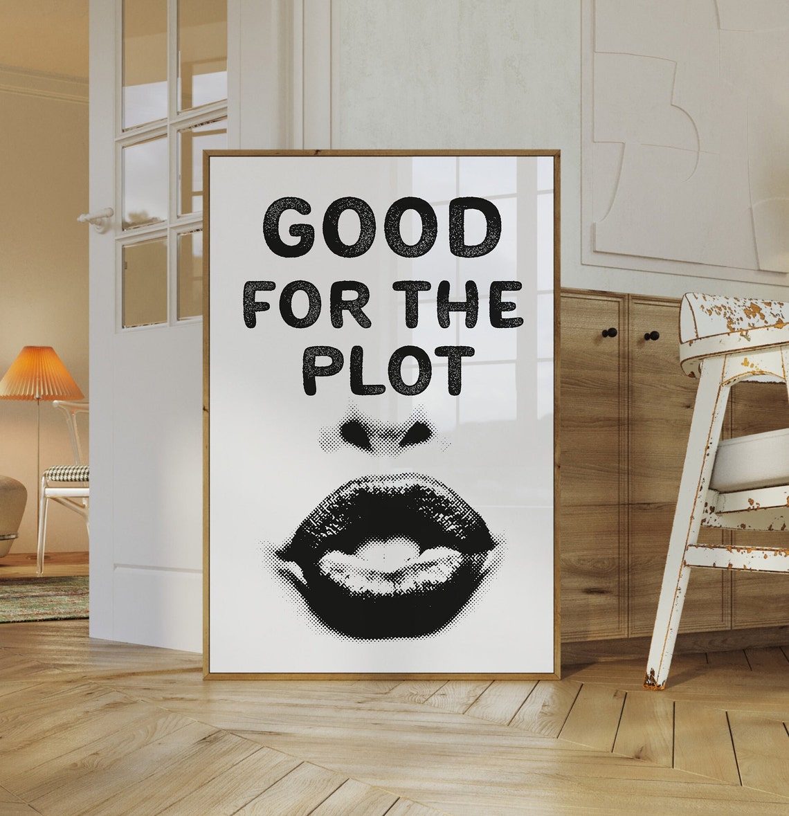 Good for the Plot Bold Black Lips Retro Art Affirmation Poster - Image 3
