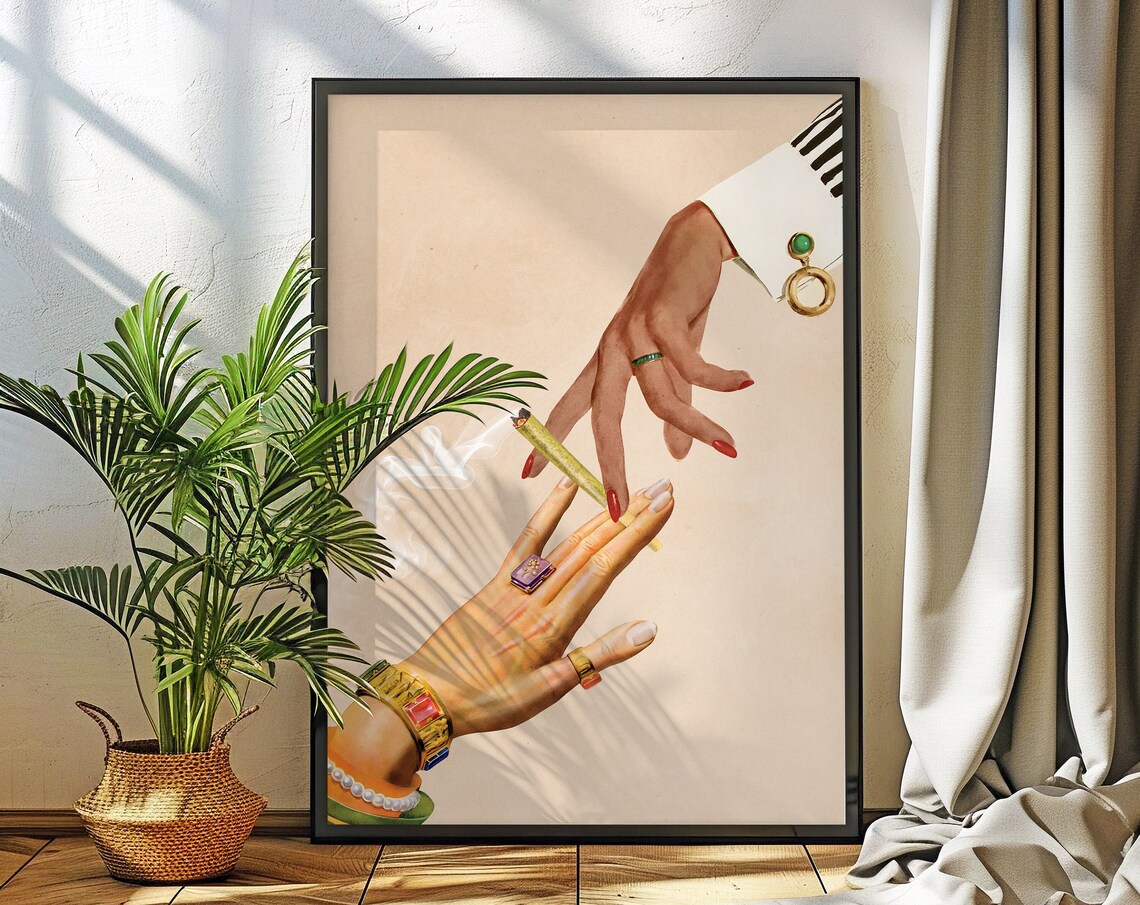 Deep Talks Cannabis Surreal Collage Art Print