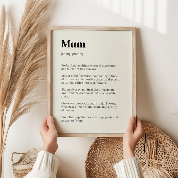 Mum Definition Funny Mothers Day Dictionary Style Typography Poster