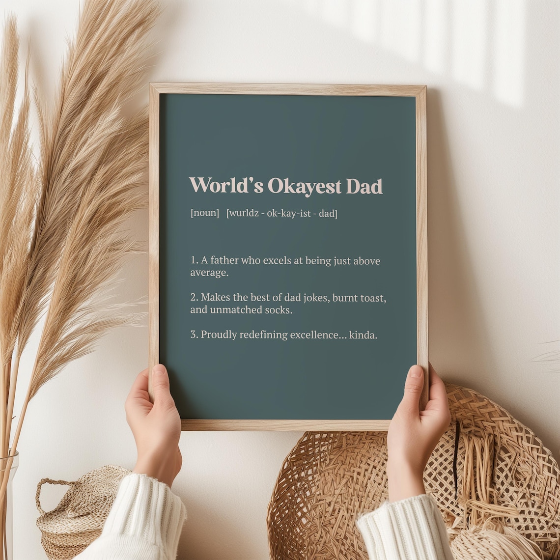 Worlds Okayest Dad Poster Print, Funny Gift