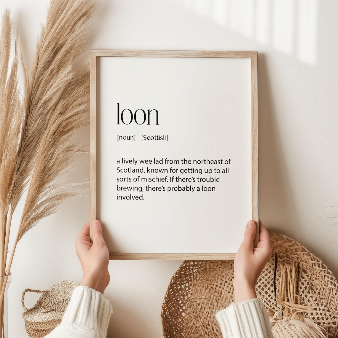 Loon Definition Print, Scottish Word Meaning Poster