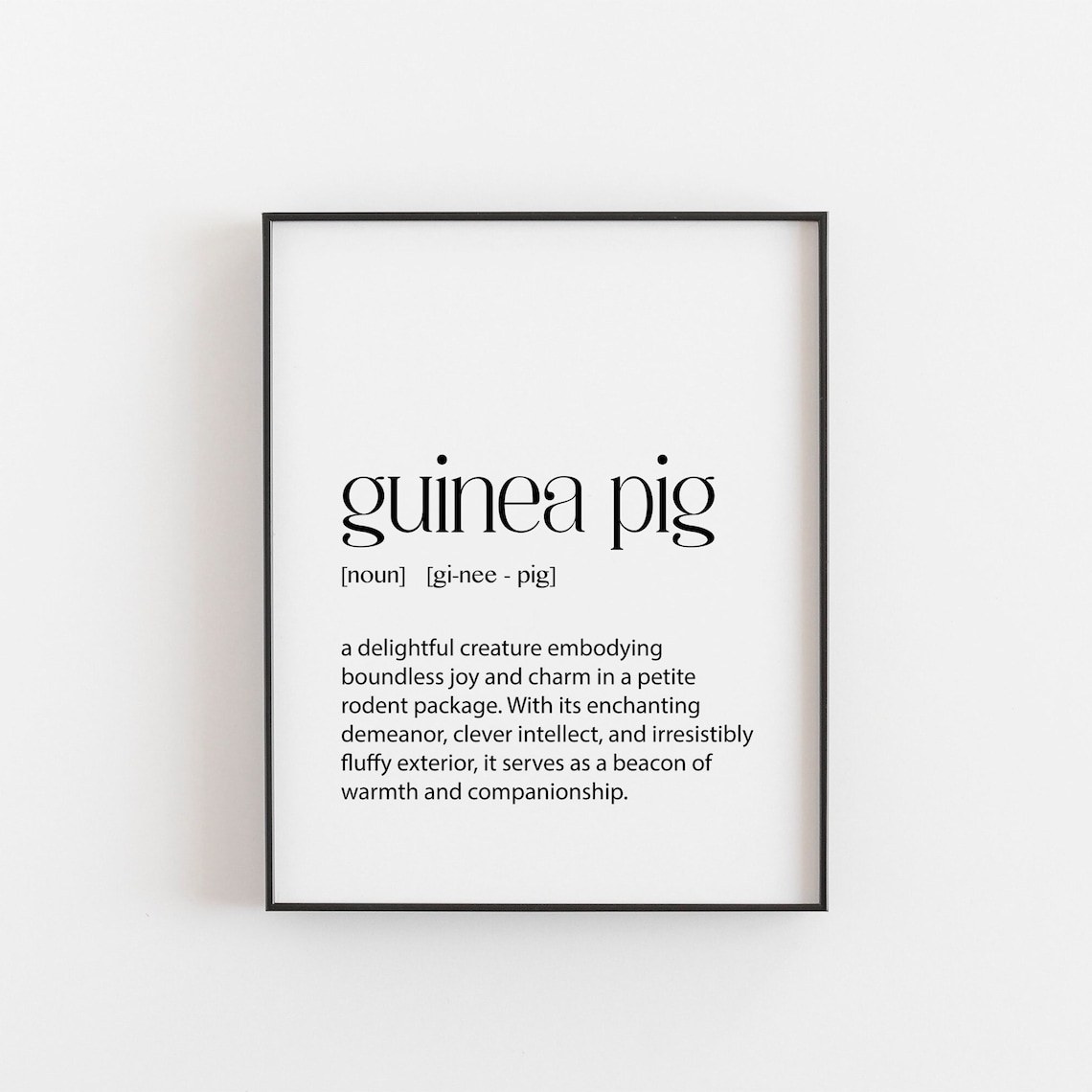 Guinea Pig Typography Print, Animal Lovers Decor