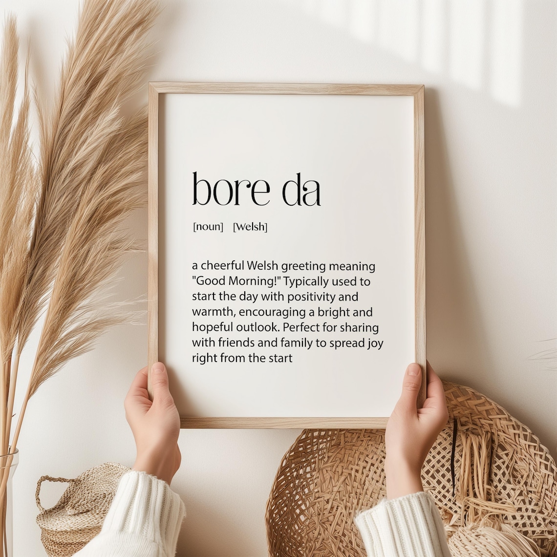 Bore Da Welsh Print, Typography Quote Art Print