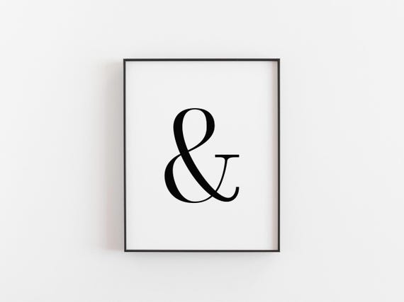 Ampersand Minimalist Typography Poster, Black White