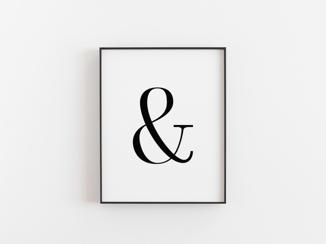 Ampersand Minimalist Typography Poster, Black White