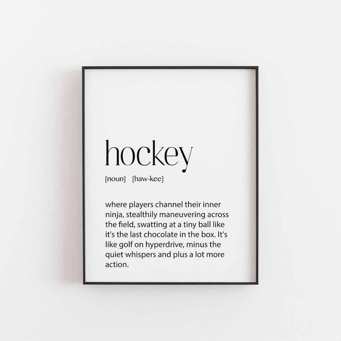 Hockey Definition Art Print, Sports Room Decor