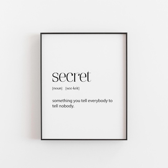 Secret Definition Funny Minimalist Typography Dictionary Quote Wall Poster