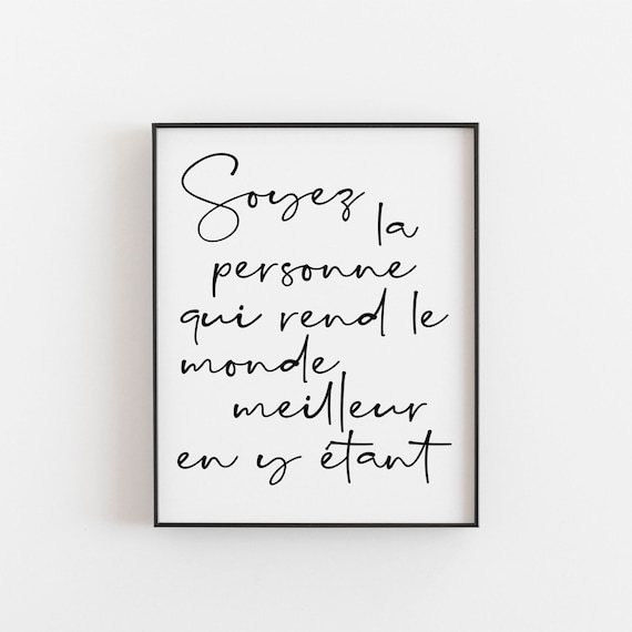 French Inspirational Quote Calligraphy Black Script Art Poster