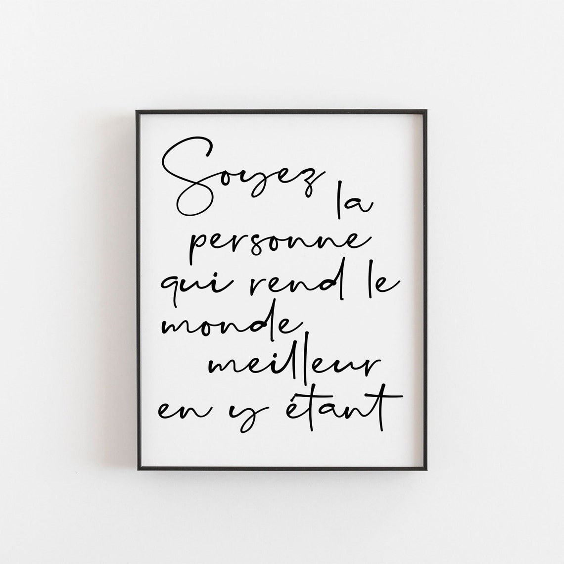 French Inspirational Quote Calligraphy Black Script Art Poster