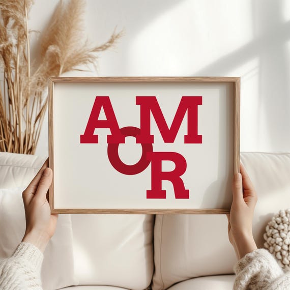 Amor Print Romantic Wall Art Perfect Christmas Gift For Couples Bold Chunky Love Artwork For Bedroom Decor Spanish Word Artwork