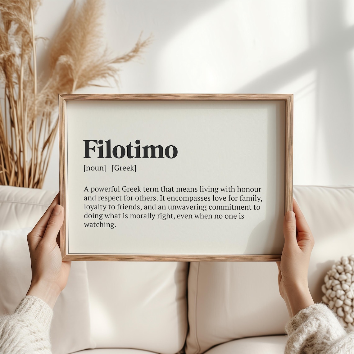 Filotimo Definition Print, Greek Honour and Integrity