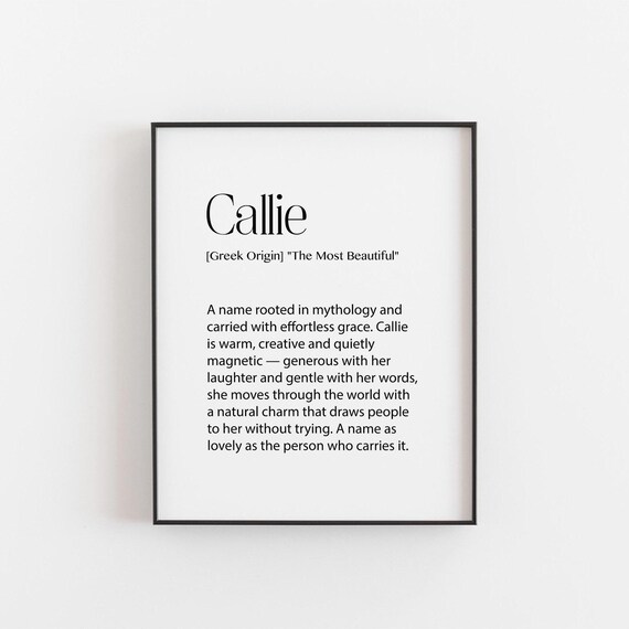 Callie Greek Name Meaning Origin Poster Girl Room Personalized Gift