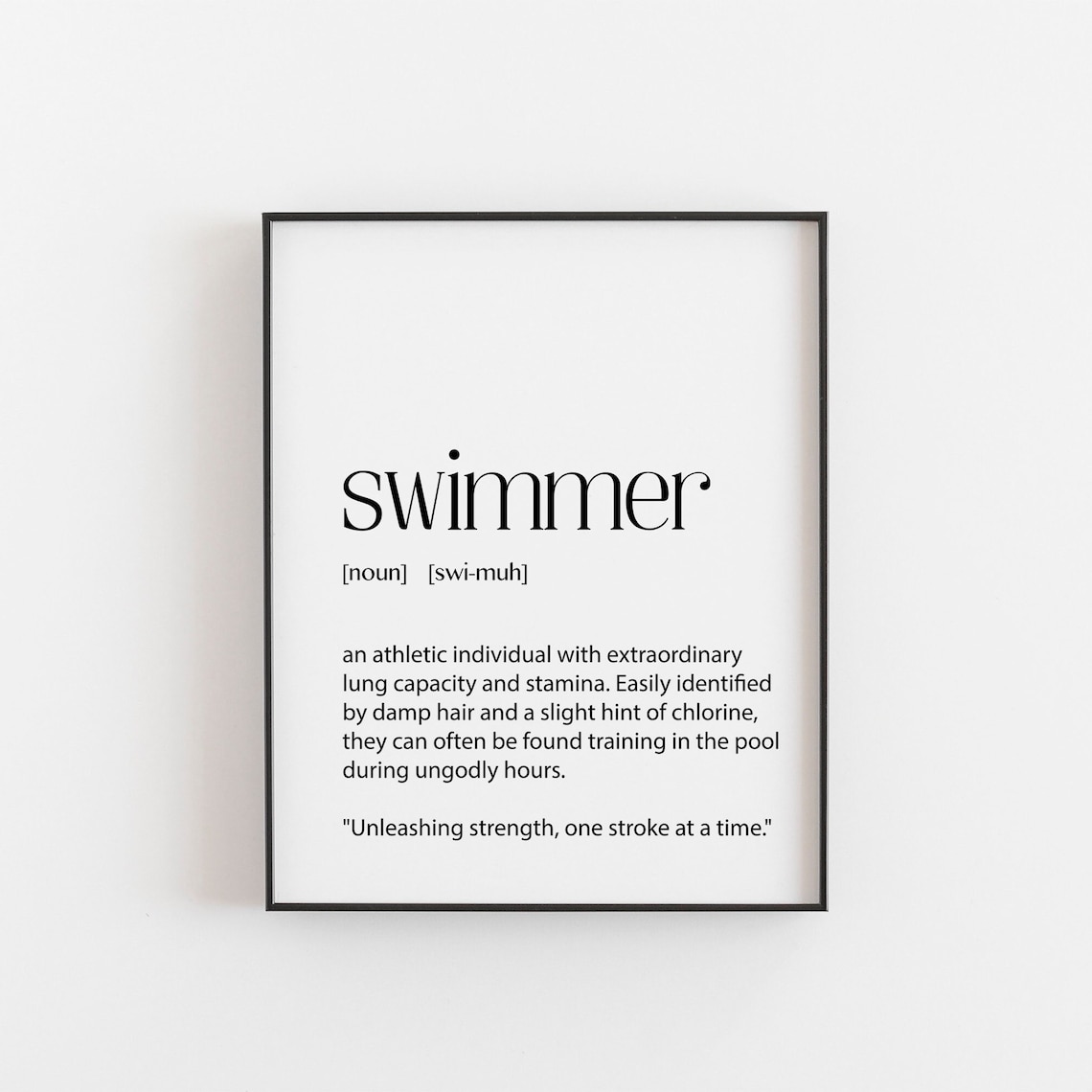 Swimming Definition Art Print, Swimmer Gift Wall Art