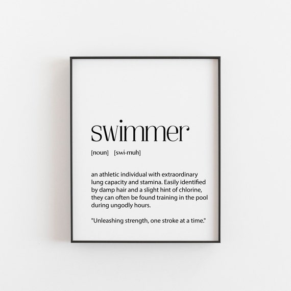 Swimming Definition Art Print, Swimmer Gift Wall Art