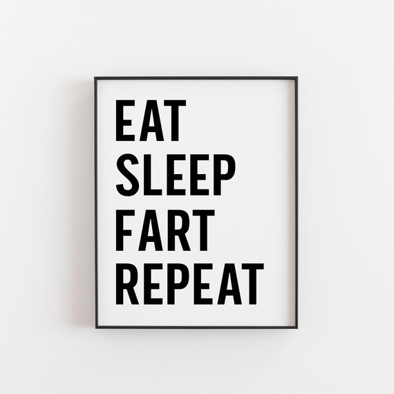 Eat Sleep Fart Repeat Print Funny Quote Art Gag Gift For Him Man Cave Decor Potty Humor Poster Bathroom Or Garage Wall Dad Gifts
