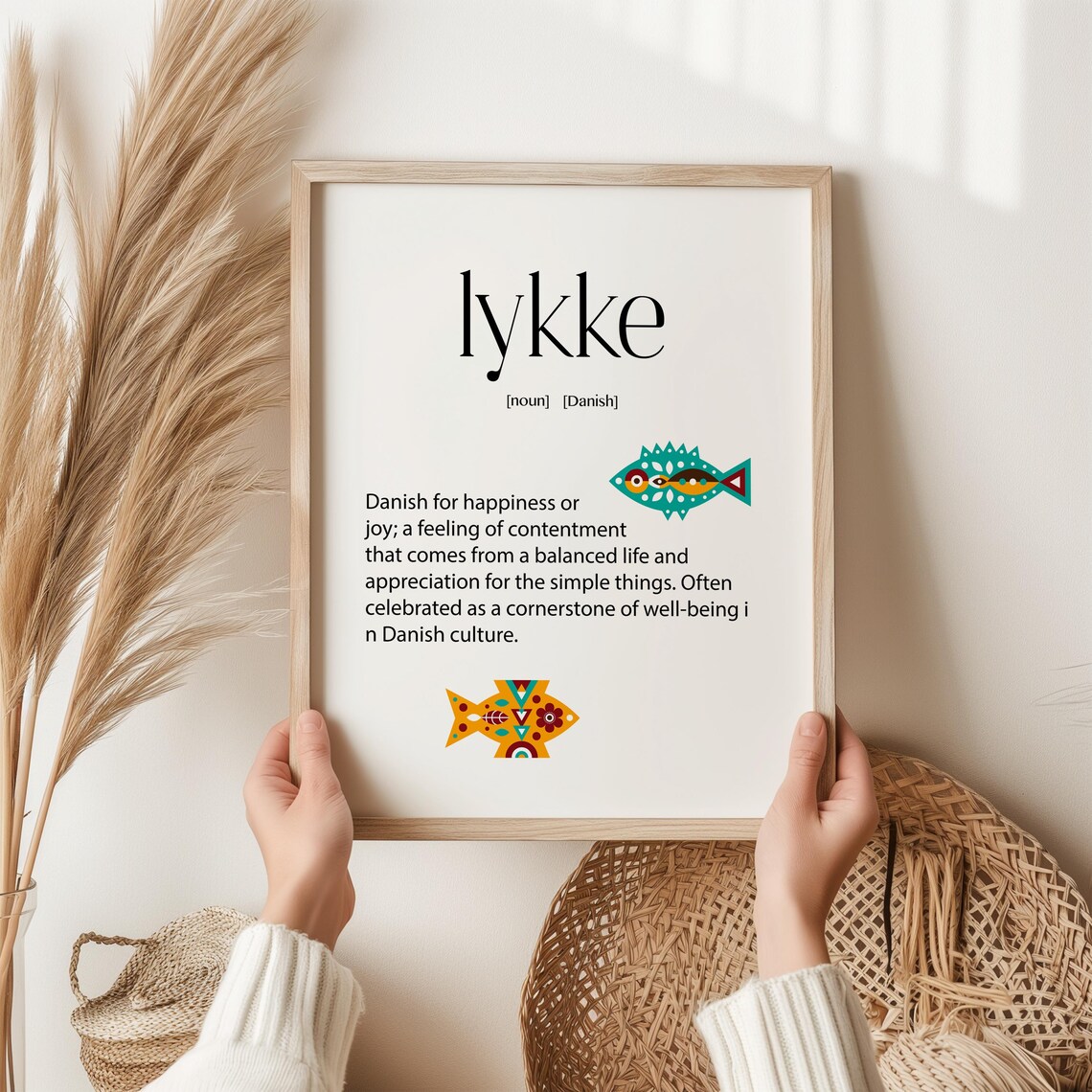 Lykke Definition Print, Scandinavian Wall Art
