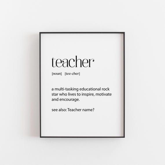 Personalised Teacher Gift Custom Name Poster Print
