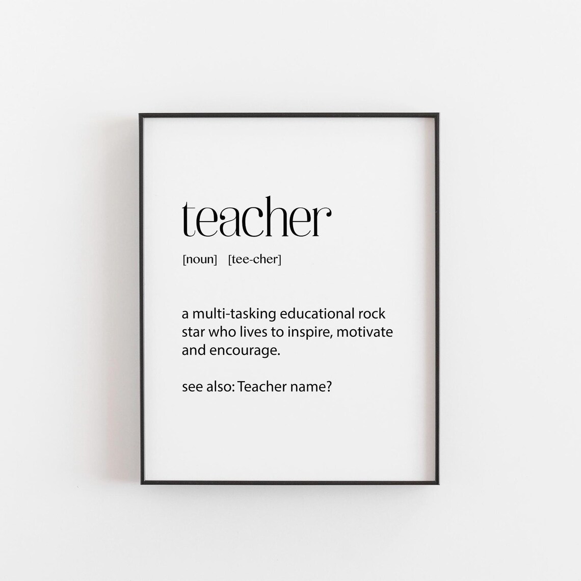 Personalised Teacher Gift Custom Name Poster Print