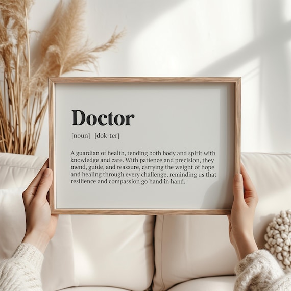 Doctor Definition Poster Heartfelt Dictionary Typography Medical Gift Idea