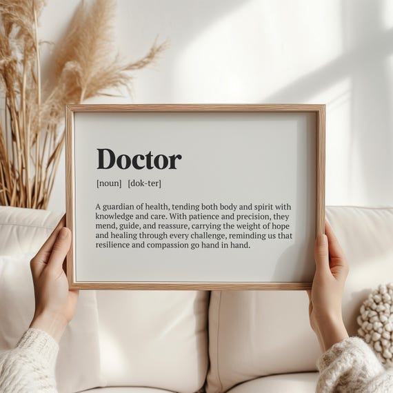 Doctor Definition Print Meaningful Dictionary Wall Art Gift For Doctors Medical Student Graduation Poster Healthcare Worker Appreciation