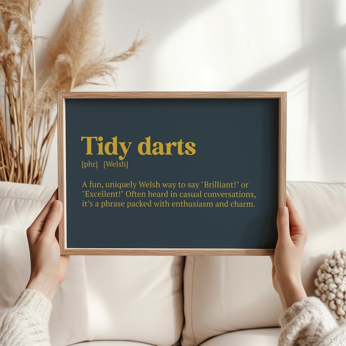 Tidy Darts Welsh Saying Art Print, Funny Quote