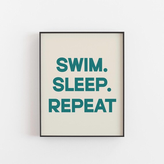 Swim Sleep Repeat Teal Typography Poster For Swimmer Athlete Gift