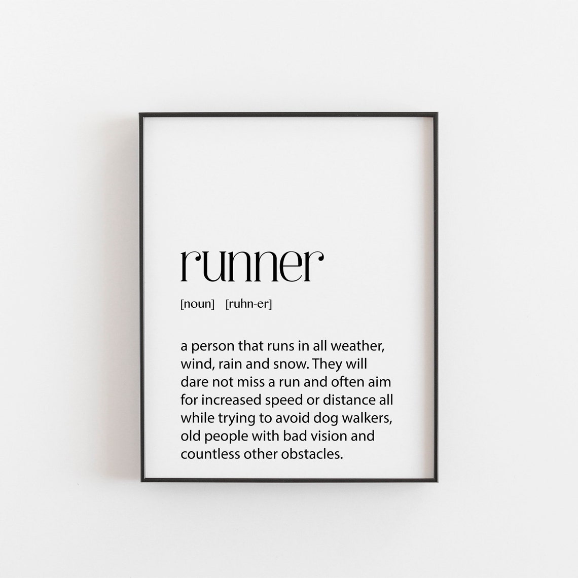 Runner Dictionary Definition Funny Gift for Runners Wall Poster