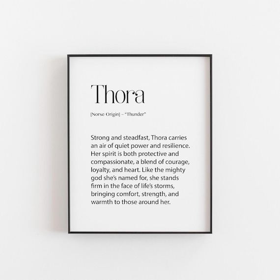 Thora Name Meaning Personalized Norse Thunder Sweet Gift Wall Art