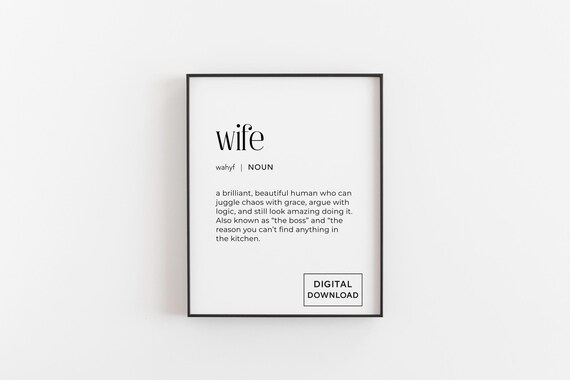 Wife Definition Funny Typography Art Print