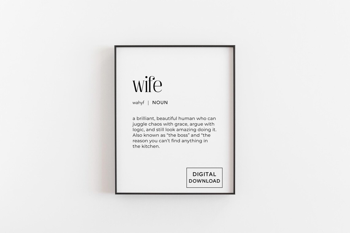 Wife Definition Funny Typography Art Print