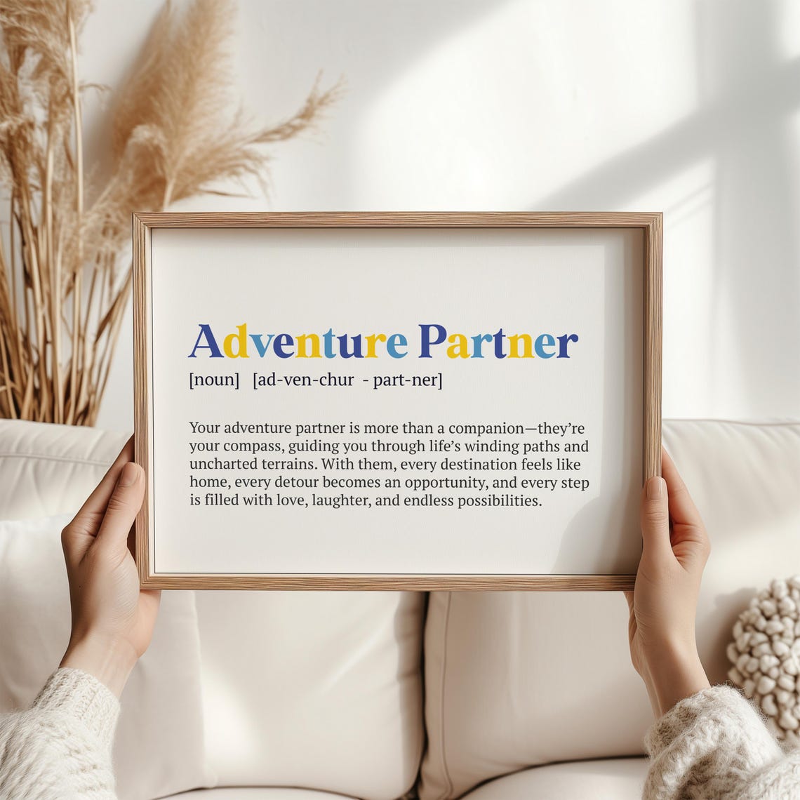 Adventure Partner Colorful Definition Compass Couples Poster