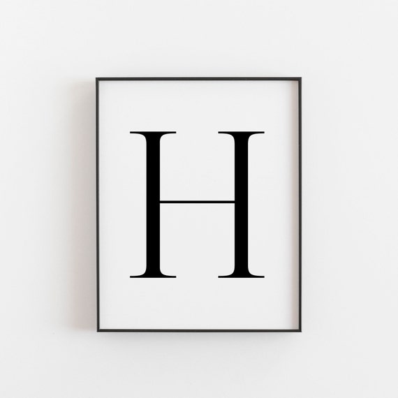 Letter H Gold Monogram Nursery Initial Art Print