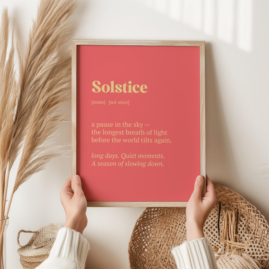 Solstice Definition Longest Breath Of Light Coral Typography Wall Art