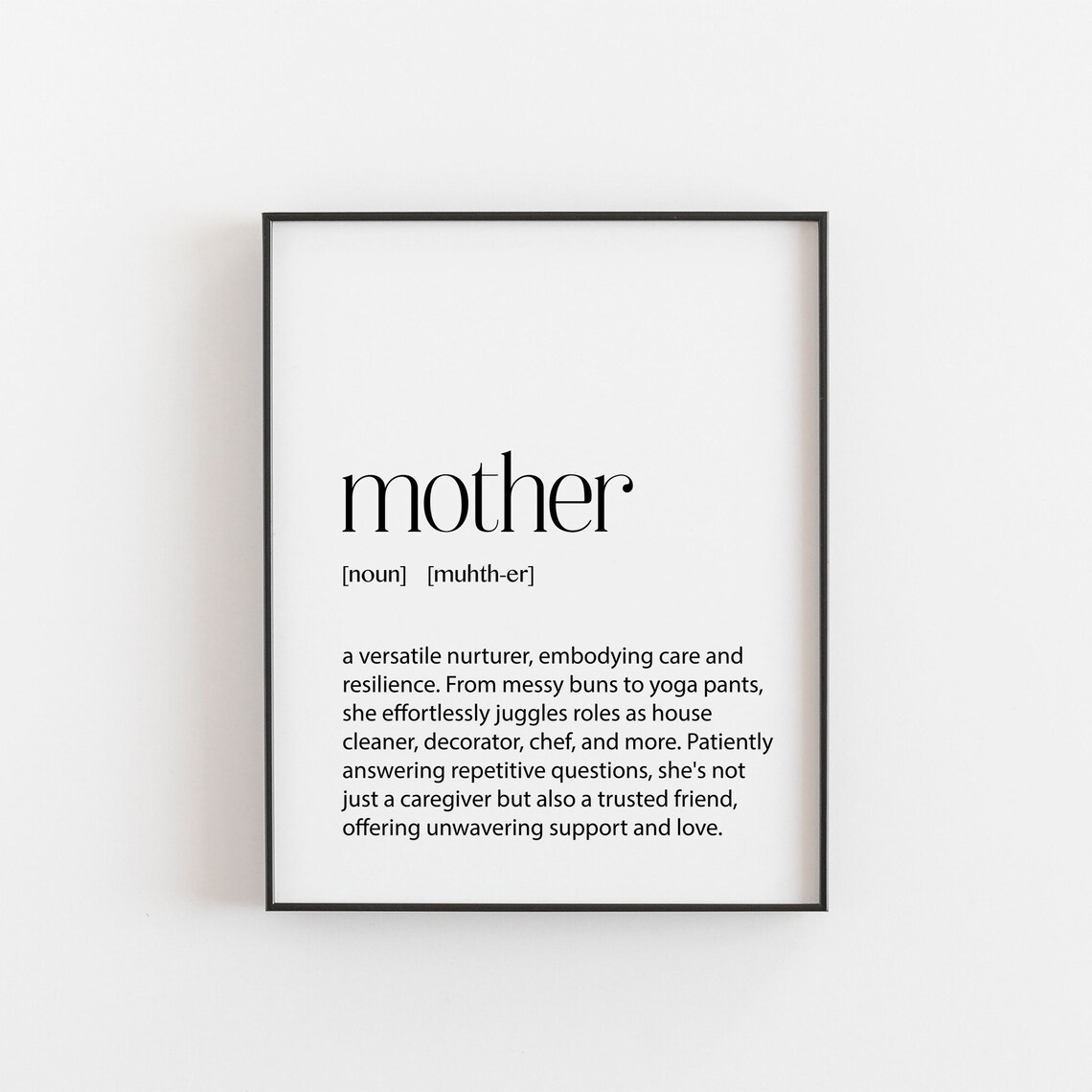 Mother Noun Definition Print Heartfelt Gift for Mom Birthday