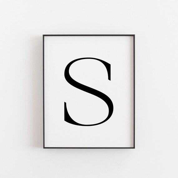 Letter S Print, Minimalist Wedding Bedroom Poster