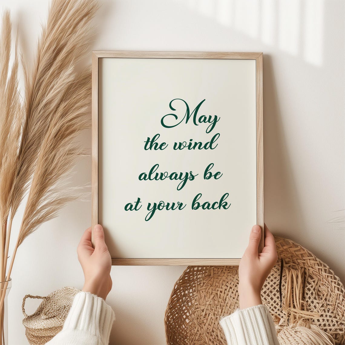 May The Wind Always Be At Your Back Irish Blessing Script Green Poster