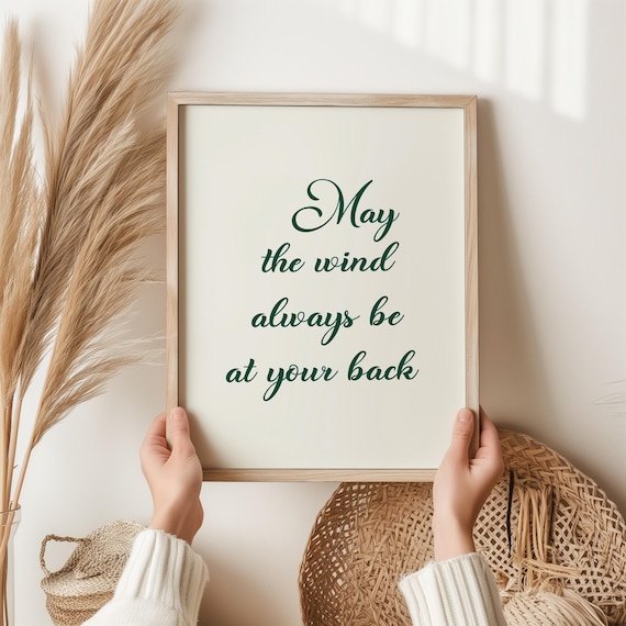 May The Wind Always Be At Your Back Irish Blessing Script Green Poster