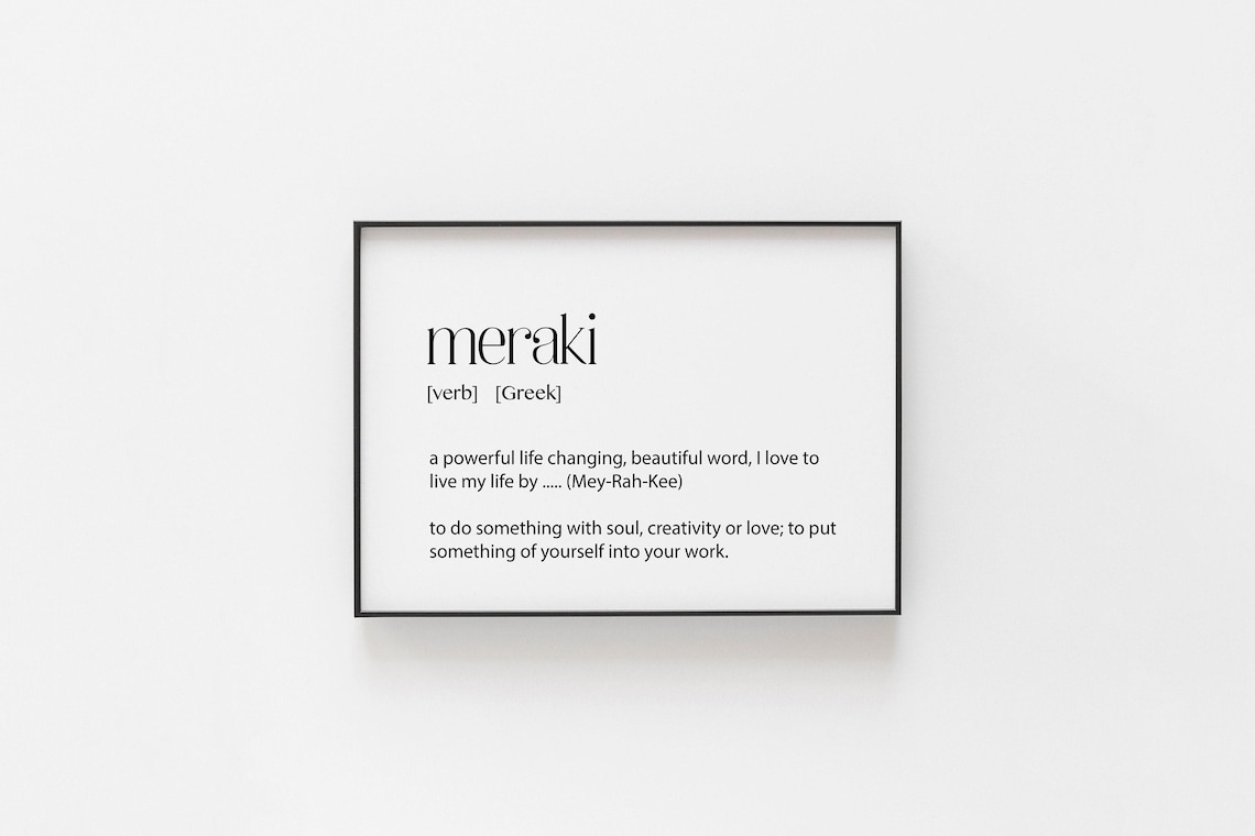 Greek Meraki Definition Art Print, Home Decor
