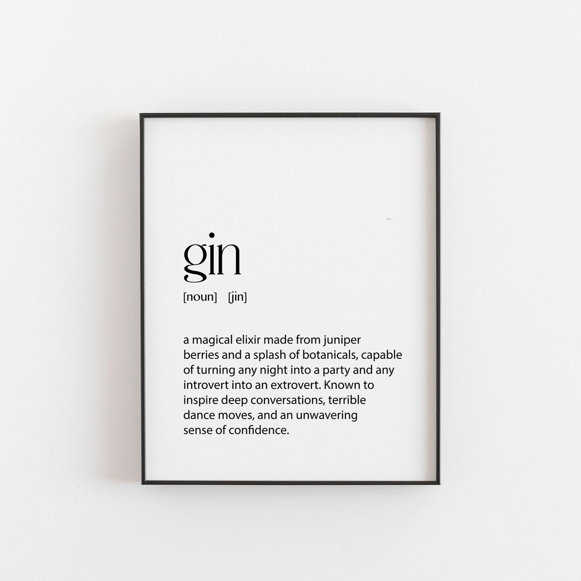 Gin Definition Funny Vintage Bar Decor Art Print