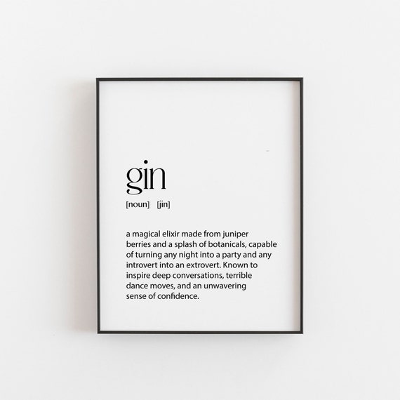 Gin Definition Funny Vintage Bar Decor Art Print