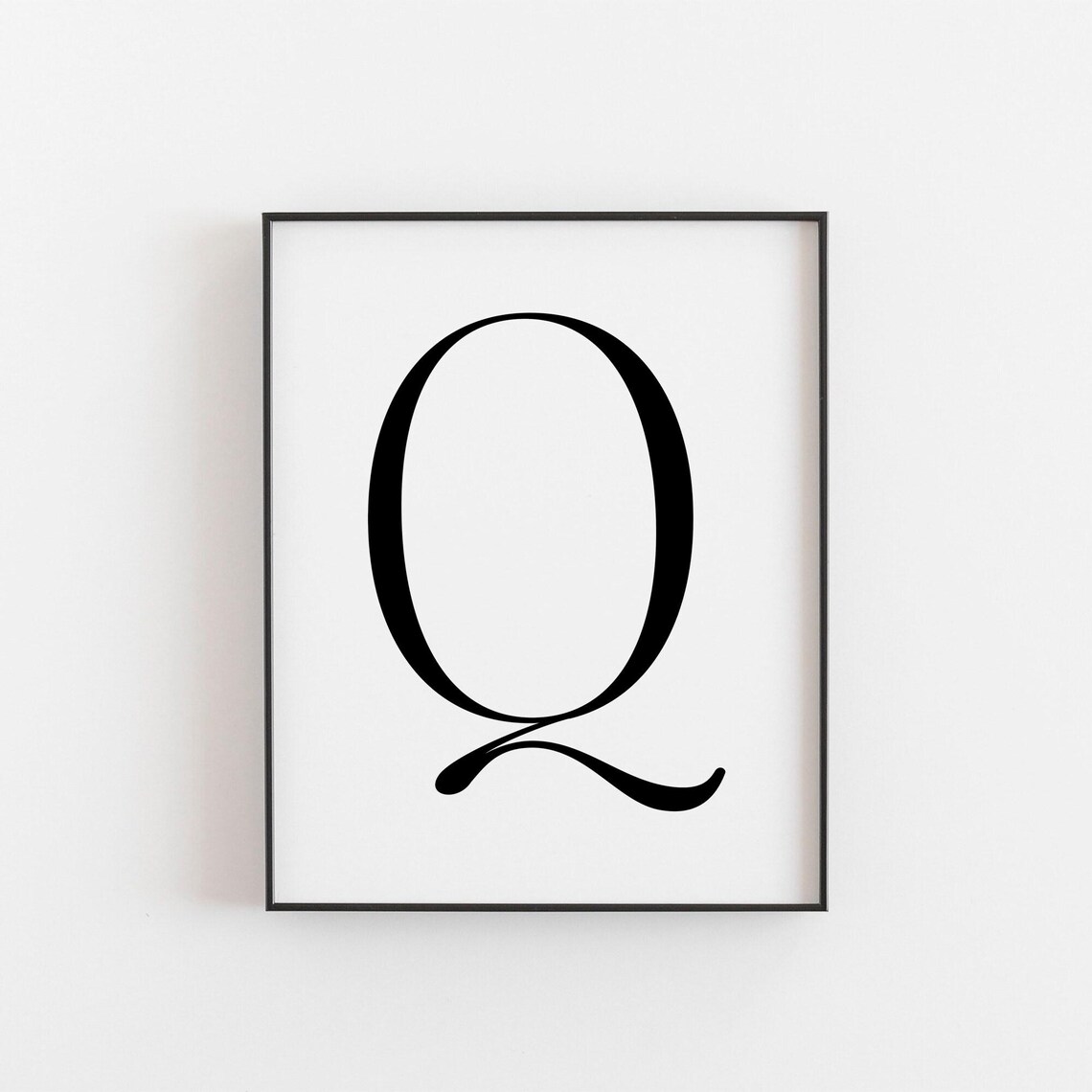 Letter Q Minimalist Art Print, Monogram Decor