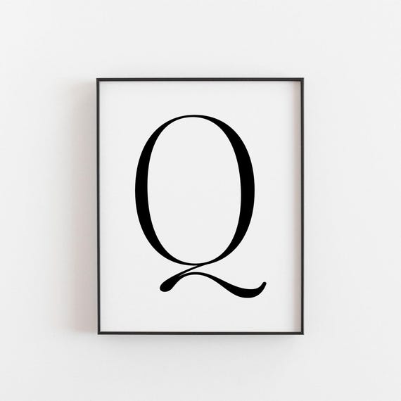 Letter Q Minimalist Art Print, Monogram Decor