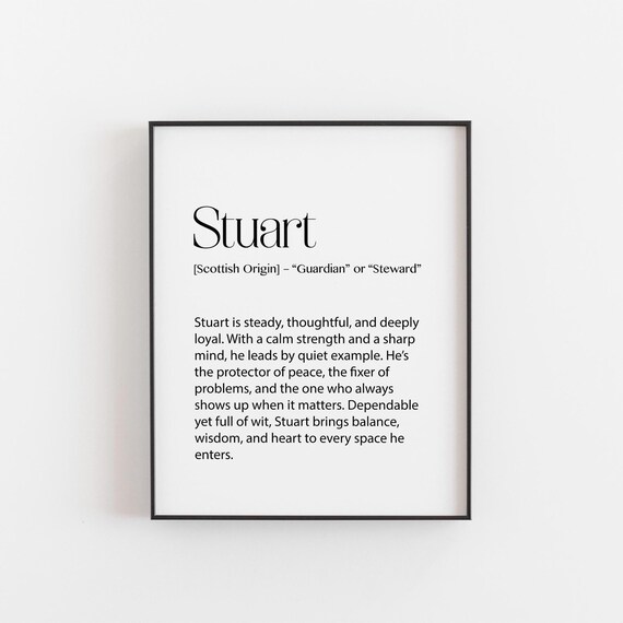 Stuart Name Meaning Scottish Guardian Steward Definition Wall Art