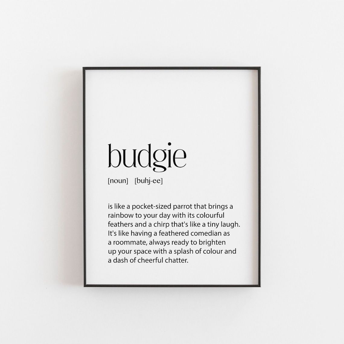 Budgie Wall Art Print, Pet Lover Christmas Gift