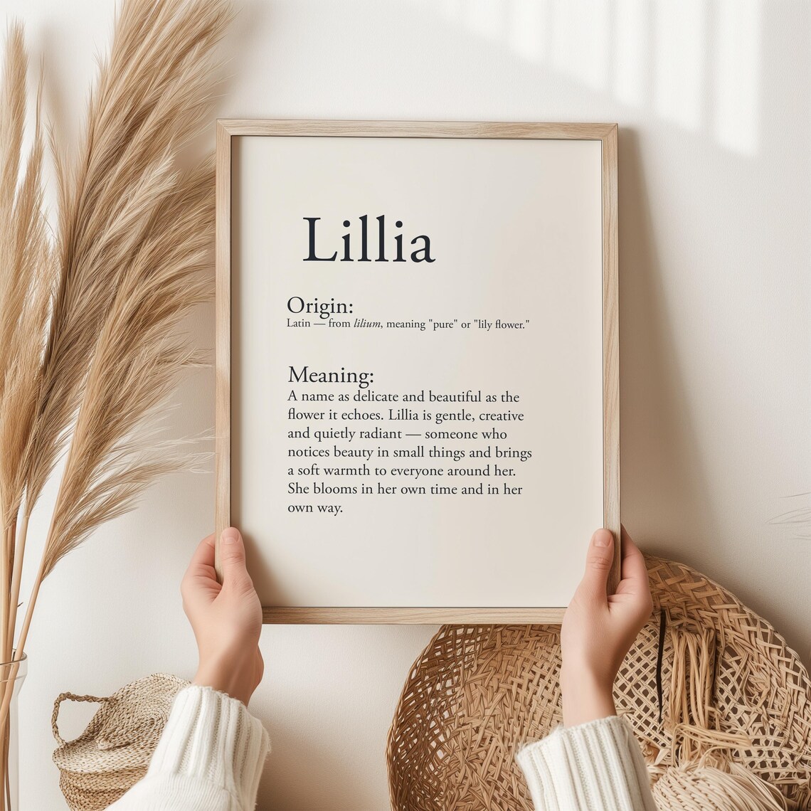 Lillia Name Meaning Text Latin Origin Lily Flower Definition Poster
