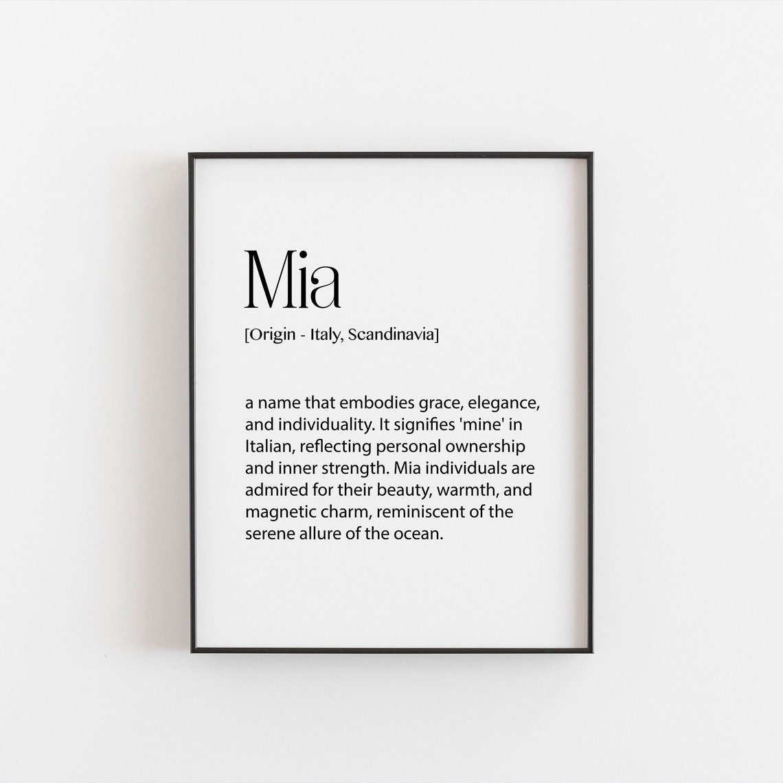 Mia Name Meaning Graceful Italian Origin Elegant Definition Poster