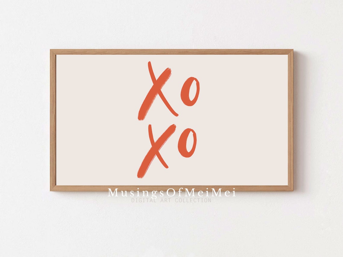 XO Hugs and Kisses Valentine's Day Watercolor Brush Wall Art