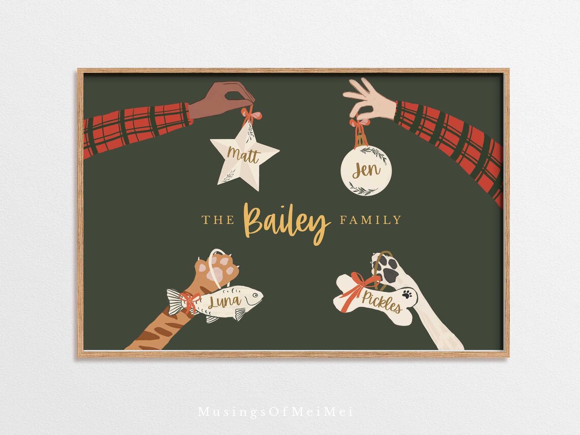 Custom Christmas Family Portrait Art Print - Image 2