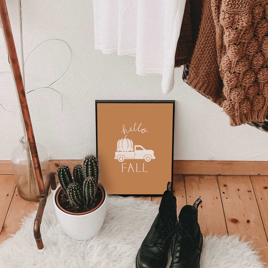 Hello Fall Autumn Decor Boho Minimalist Art Print - Image 2