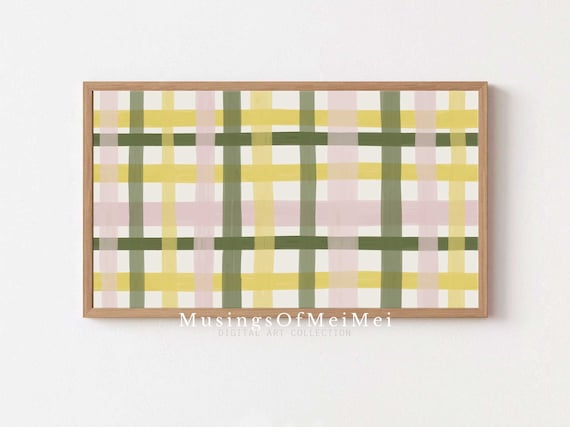 Easter Spring Pastel Yellow Green Plaid Gingham Check Poster